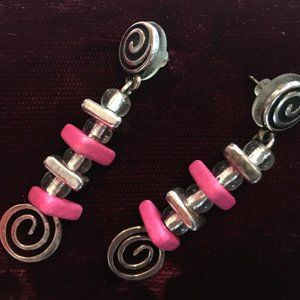 FIRM.  FINE JEWELRY!  Stunning "Celebration of Life" Pink & Silver Earrings